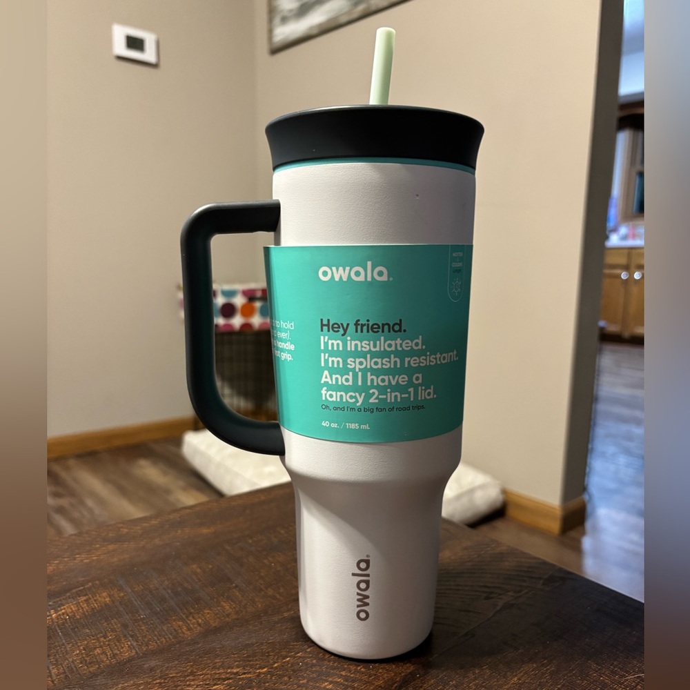 Owala White and Black Insulated Tumbler